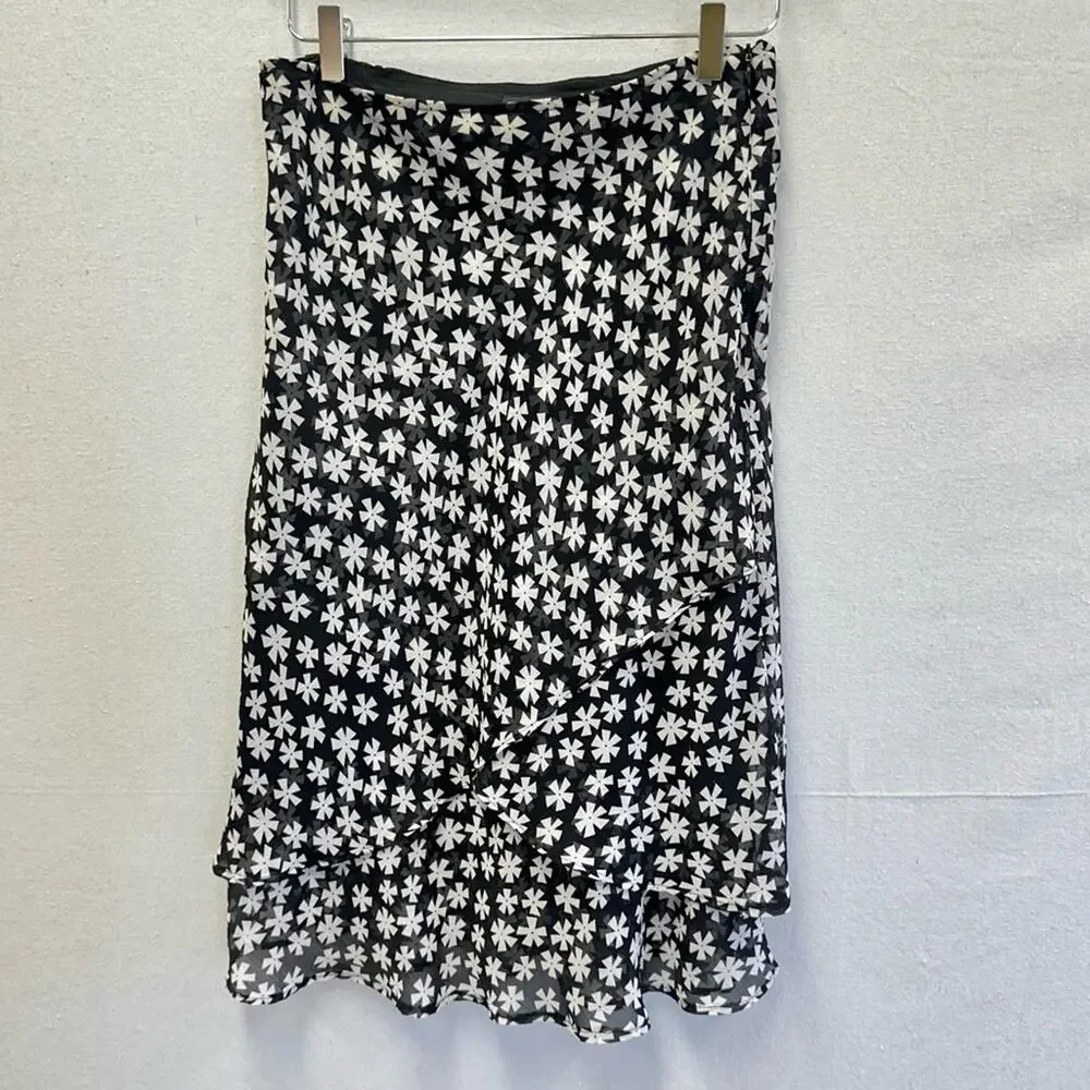 Vintage Y2k Soft Works Petites black & white  layered knee length skirt size 2‎